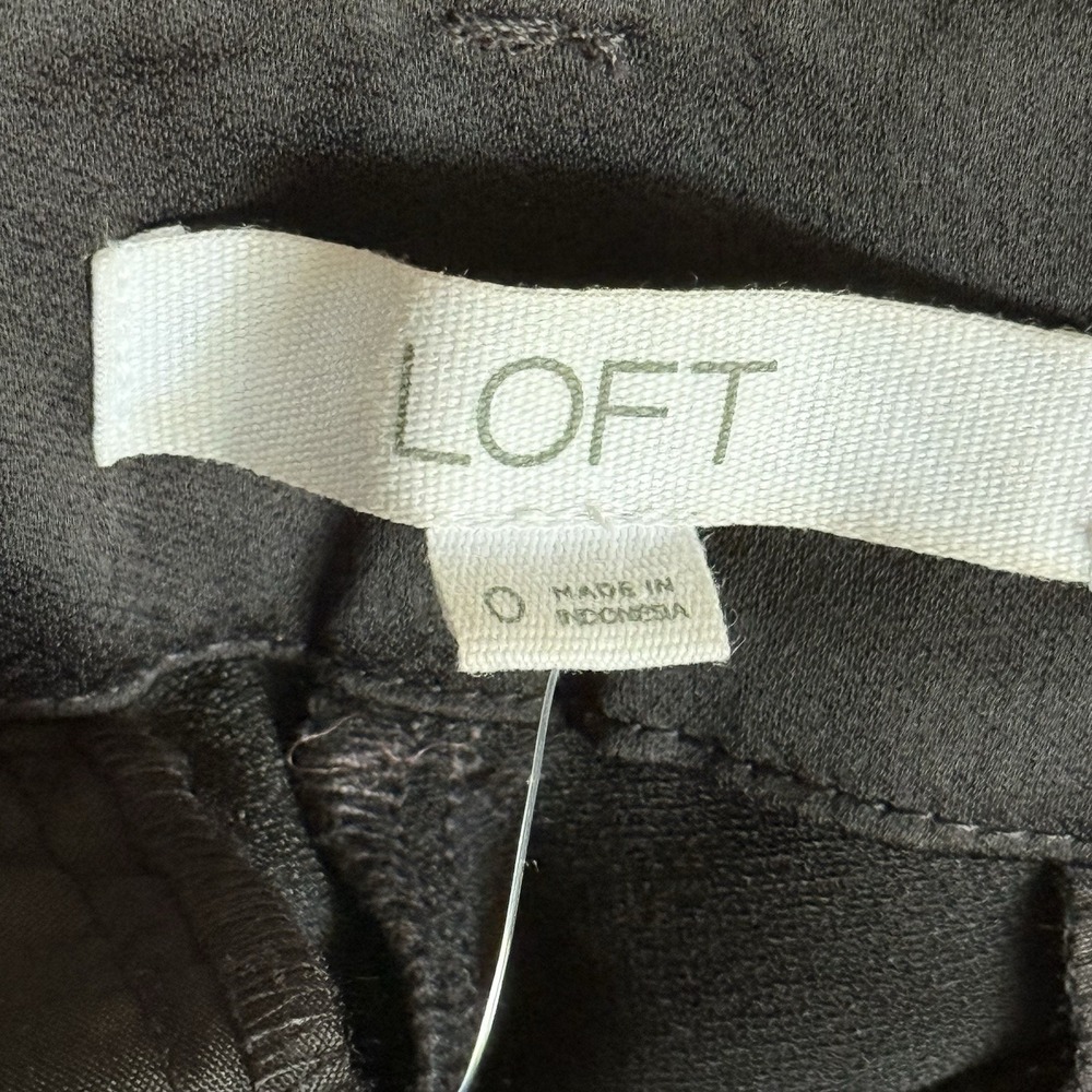 LOFT The Peyton Trouser Pleated Satin Wide Leg High Rise Black 0 - Picture 13 of 15